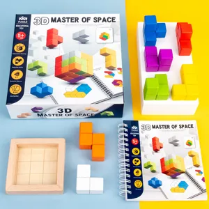 3D space master wooden puzzle educational toy geometric building blocks set for kids