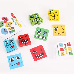 Juego de mesa interactivo cubo mágico de madera puzzle cambia caras juguete educativo