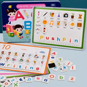 Kids Early Education Magnetic Iron Box Spelling Word Game Learning Letter Cognition Matching English Cardboard Puzzle Toy