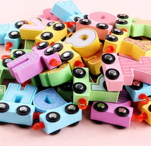 Wooden alphabet letter train blocks for kids early education color shape cognitive toys