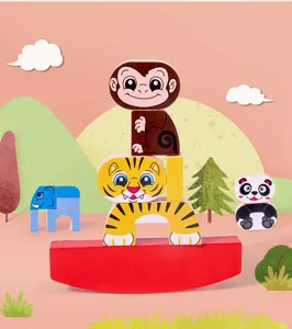 Gioco di bilanciamento in legno con animali per bambini divertente set educativo.