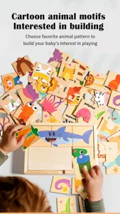 Wooden animal puzzle early education shape matching game for toddler kids learning toys