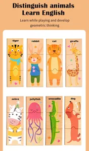 Wooden animal puzzle toys for kids early education shape matching game and cognitive training.