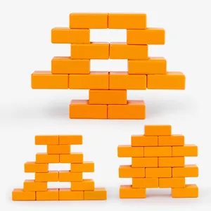 Blocchi da costruzione in legno per bambini, giochi educativi impilabili arancioni.