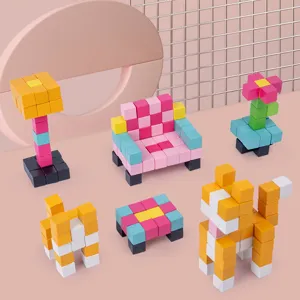 Kids 3D mosaic pixel building blocks puzzle toy for spatial logic and early education