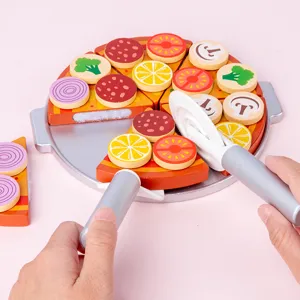 Ensemble de jouets de coupe de pizza en bois pour enfants, jouet interactif éducatif précoce.