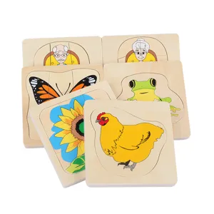 Montessori Wooden Growth Life Cycle Puzzle Toy Educational Learning Animal Plant Puzzle Board Kids Gift