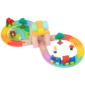Set binari treno in legno per bambini giocattolo educativo puzzle interattivo regalo