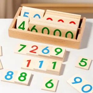 Montessori Early Educational Wooden Number Cards Math Learning Toys Kindergarten Kids Intellectual Toy Gift