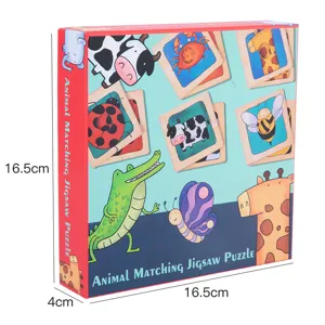 Rompecabezas de madera de animales a juego para ninos juguete educativo temprano.