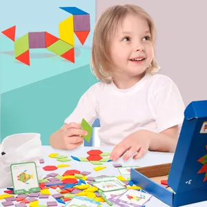 Wooden Tangram Puzzle Set Geometric Shape Blocks Early Educational Learning Toys For Kids Children Gift