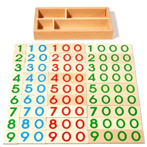 Montessori wooden large number cards 1-9000 early education toy set with storage box.