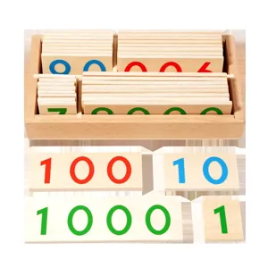 Montessori wooden math toys large number cards early educational learning for kids.