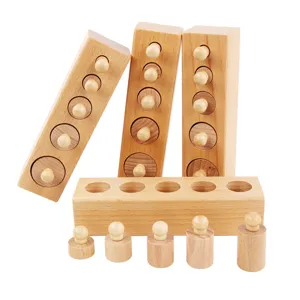 Montessori ξύλινα κυλινδρικά μπλοκ εκπαιδευτικό αισθητηριακό παιχνίδι για παιδιά