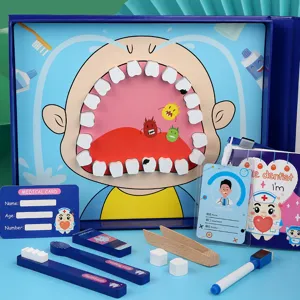 Set Giocattolo per Dentista Medico di Simulazione in Legno per Bambini per Giochi di Ruolo Kit Medico in Legno Educativo per Ragazzi e Ragazze