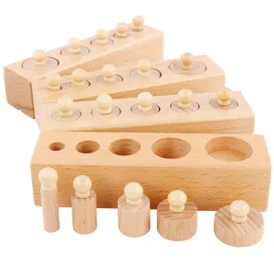 Ξύλινα κυλινδρικά μπλοκ Montessori εκπαιδευτικό παιχνίδι αντιστοίχισης για παιδιά