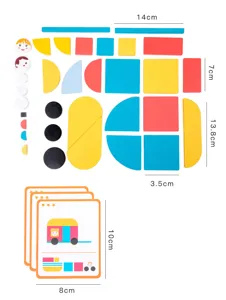 Kids wooden geometric shape matching puzzle toy early educational stacking blocks set.