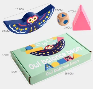Wooden owl balance beam stacking blocks educational table game toy for kids early learning