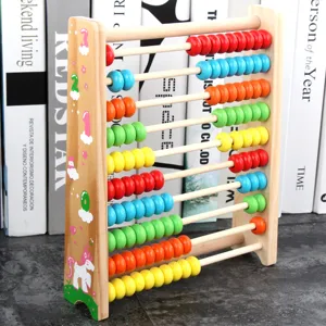 Wooden abacus counting toy for kids, colorful math learning educational toy with 10 rows.