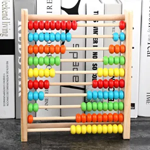 Kids wooden abacus multi-color counting frame educational math learning toy for toddlers.