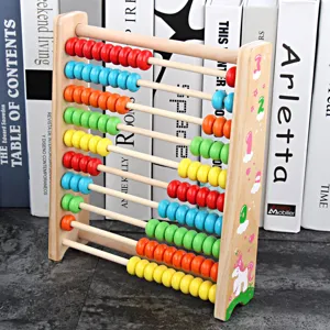 Wooden abacus colorful counting frame kids educational math toy ten rows calculation beads