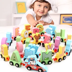 Wooden Alphabet Train Building Blocks Set Early Education Color Shape Cognitive Toy Kids Learning Educational Toy