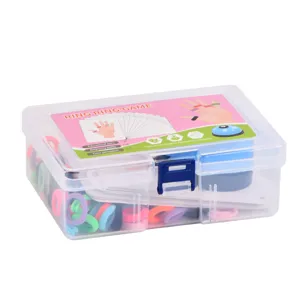 Kids ring toss game set with colorful elastic rings cards and storage box for early learning.