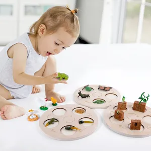 Montessori Wooden Life Cycle Toy Animal Plant Growth Cycle Cognitive Board Early Educational Science Toys For Kids