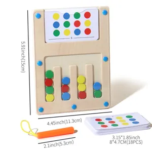 Juego de Mesa de Laberinto de Colores Magnético de Madera Juguete de Rompecabezas de Educación Temprana Entrenamiento de Control de Bolígrafo
