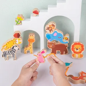 Gioco di impilamento animali in legno giocattolo educativo di equilibrio per bambini