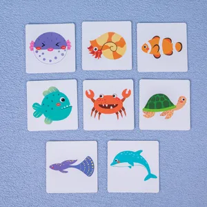 Carte cognitive di animali marini carini per bambini e giocattoli educativi di apprendimento.