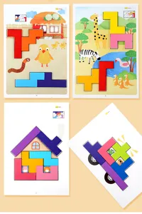 Children educational wooden block puzzle toys for brain development and color learning