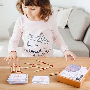 Wooden matchstick puzzle game toy for kids math learning logical thinking and education.