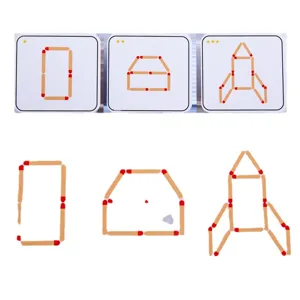 Wooden matchstick puzzle game kids math educational toy logical thinking training card set