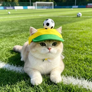 Grazioso cappello da sole per animali, berretto da baseball giallo verde con pallone.