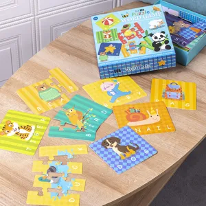 Kids early education puzzle word game matching toy set for toddler cognitive learning