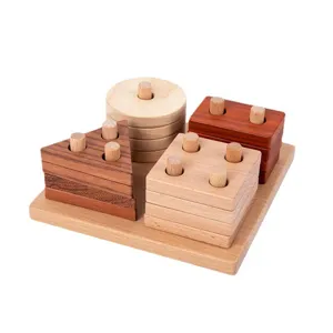 Wooden Shape Sorting Toy Montessori Educational Geometric Blocks for Toddlers Kids Learning