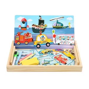 Houten magnetisch tekenbord puzzel speelgoed set voor kinderen vroeg onderwijs en leren.