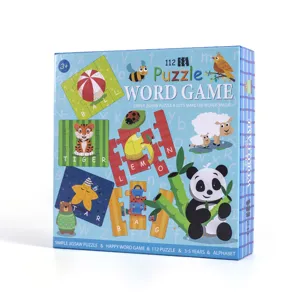 Kids educational wooden puzzle word game box set, alphabet spelling learning toy for 3+ years old.