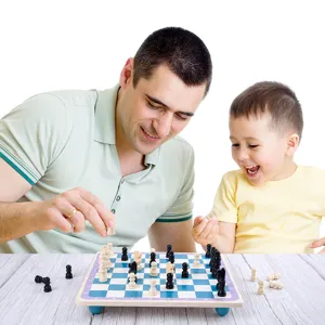Kids wooden 4-in-1 memory chess board game toy for early education and parent-child interaction.