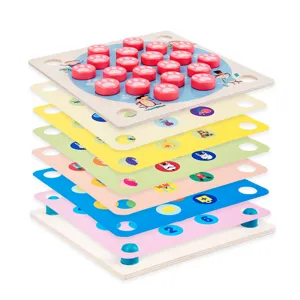 Kids wooden memory chess board game multi-functional educational interactive toy main view