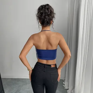 Sexy halter tube top for women, perfect for summer beach vacation, stylish slim fit design.
