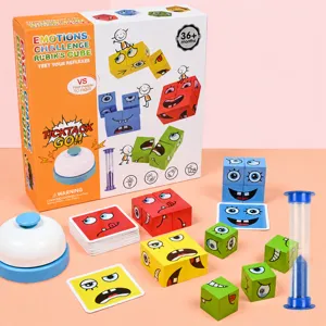 Set de juego de rompecabezas de bloques de cambio de cara de madera para niños, juguete de escritorio.