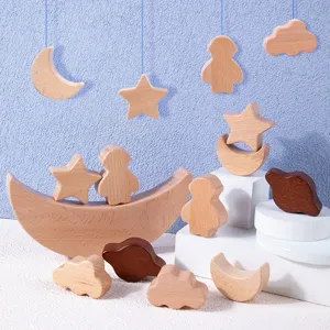 Gioco in legno di equilibrio con blocchi luna per bambini gioco educativo da tavolo.