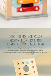 Wooden multi-functional educational toy detail, shape sorting and cognitive design for kids.