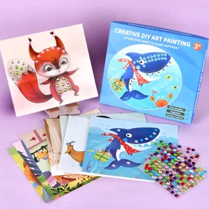 Kids DIY Diamond Painting Pom Pom Sticker Art Craft Kit Educational Handmade Puzzle Toys Gift For Girls Children