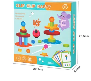 Kids wooden stacking sorting game educational Montessori toy clip beads puzzle set