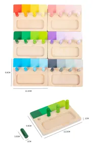 Montessori wooden color matching peg board educational toy sensory training children