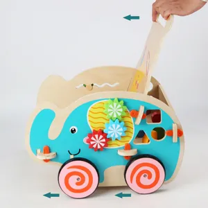 Wooden baby walker push toy infant toddler multi-functional early education cart