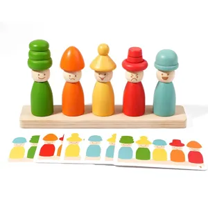 Jouet empilable en bois Montessori expressions enfants cognition des couleurs motricité